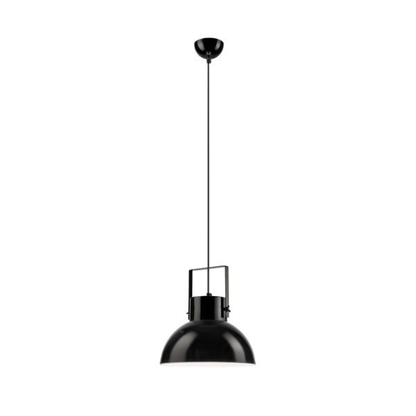 Leskle černé závěsné svítidlo se skleněným stínidlem ø 30 cm Kira – LAMKUR
