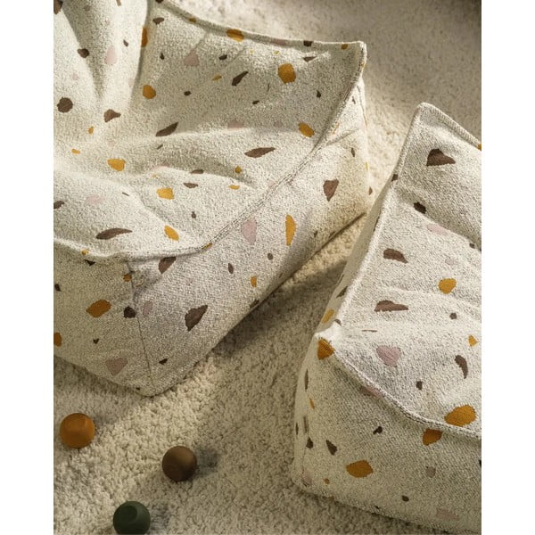 Bílý dětský sedací vak z textilie bouclé/žinylkový Terrazzo Chair – Wigiwama-image-4