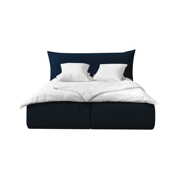 Modrá čalouněná dvoulůžková postel s úložným prostorem s roštem 180x200 cm Jade – Bobochic Paris