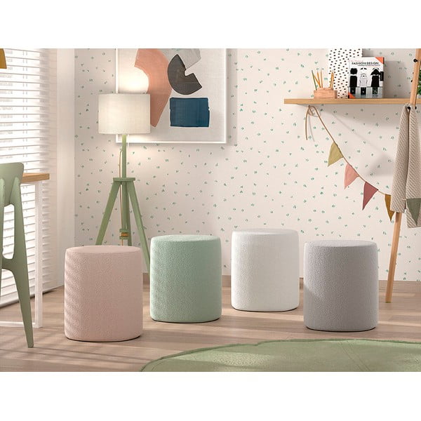 Bílý dětský puf z textilie bouclé MOON – Vipack-image-2