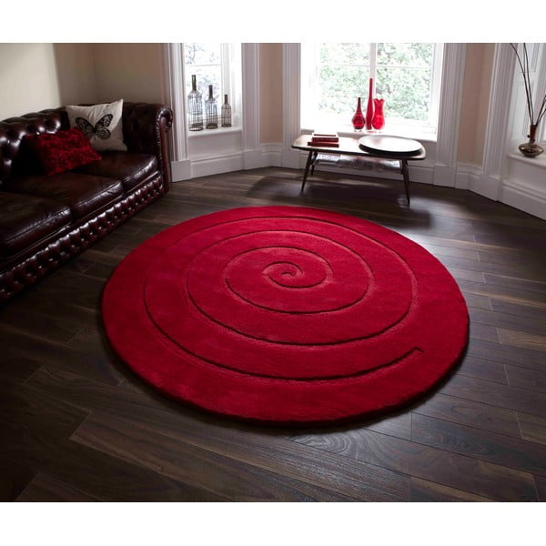 Rubínově červený vlněný koberec Think Rugs Spiral, ⌀ 180 cm-image-1