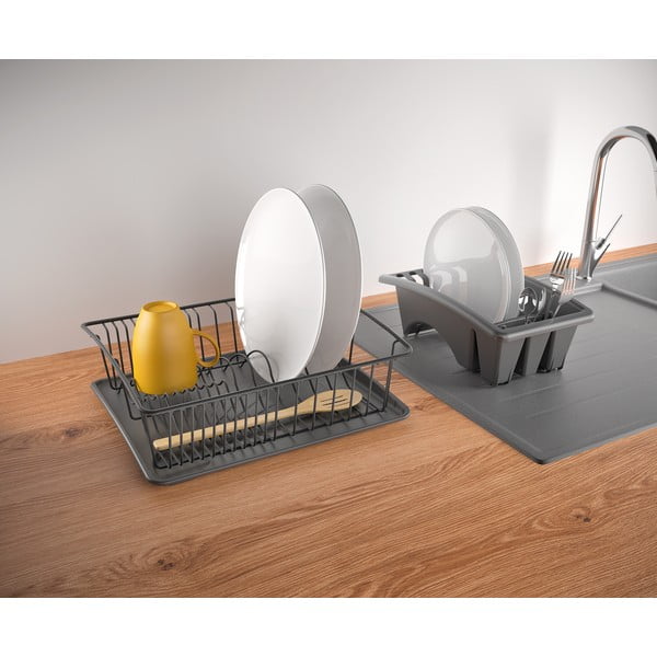 Antracitově šedý odkapávač z nerezové oceli Metaltex Aquatexplus Lava-image-4