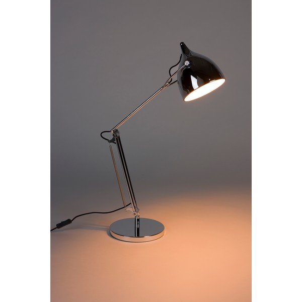Kovová stolní lampa s ohybatelnou konstrukcí ve stříbrné barvě s kovovým stínidlem (výška 37 cm) Reader – Zuiver-image-1