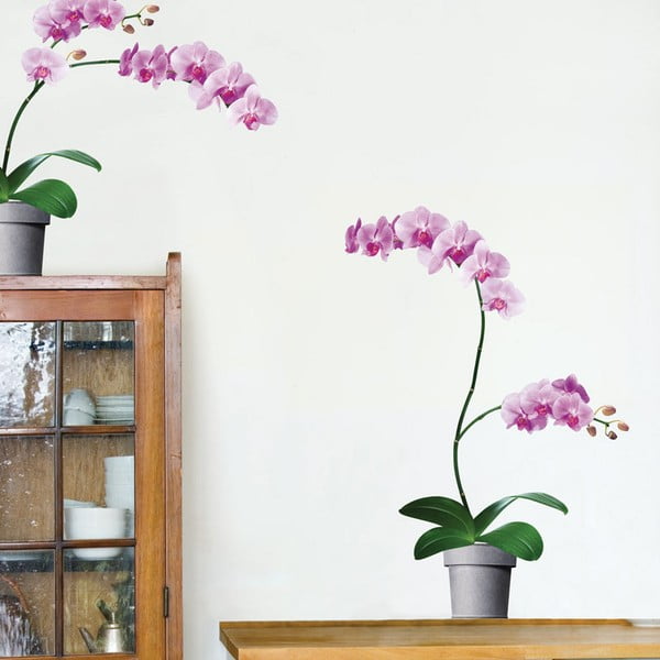 Samolepka na zeď Růžové orchideje
