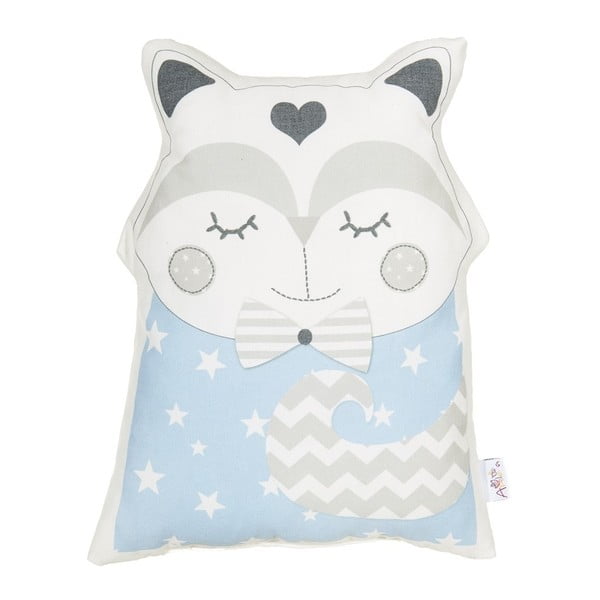 Modrý dětský polštářek s příměsí bavlny Mike & Co. NEW YORK Pillow Toy Smart Cat, 23 x 33 cm