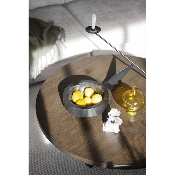 Tmavě hnědý kulatý konferenční stolek v dekoru dubu ø 110 cm Boxford – Rowico-image-4