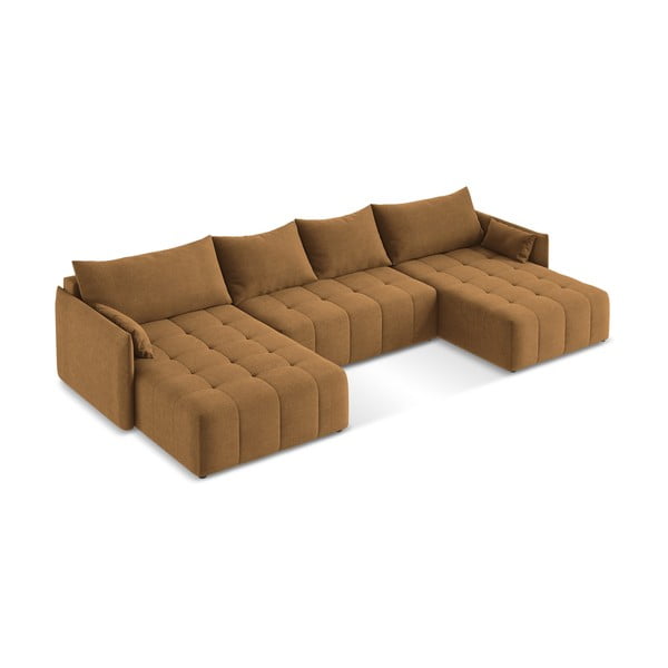 Rozkládací/s úložným prostorem rohová pohovka v terakotové barvě (do "U") Moku – Makamii-image-2