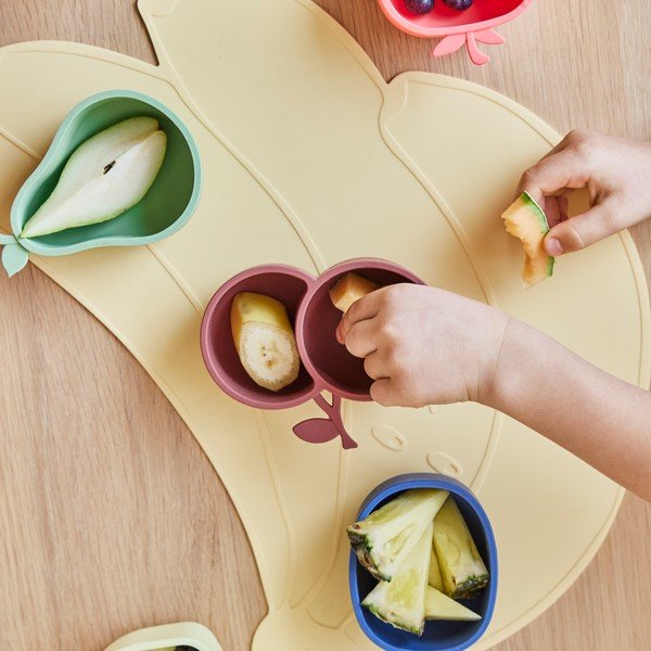 Žluté/zelené silikonové dětské misky v sadě 2 ks Lemon & Pear – OYOY Mini-image-1