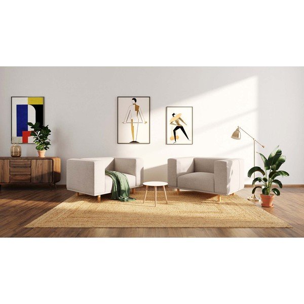 Béžové relaxační křeslo z textilie bouclé Kukumo – Ame Yens-image-4