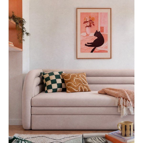 Béžová sametová rozkládací/s úložným prostorem pohovka levý roh 223 cm Fabillo – ELTAP-image-3