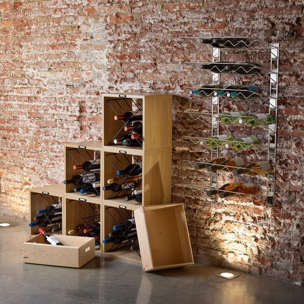 Regál na víno v dekoru jasanu v přírodní barvě počet lahví 12 36,5x36x29 cm Macon – Compactor-image-1