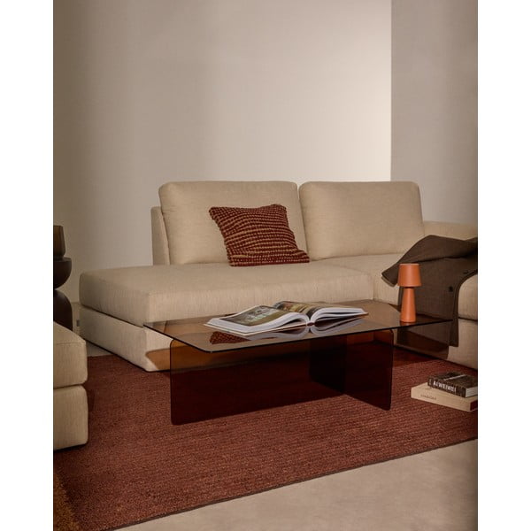 Hnědý skleněný konferenční stolek 60x120 cm Zaren – Kave Home-image-1