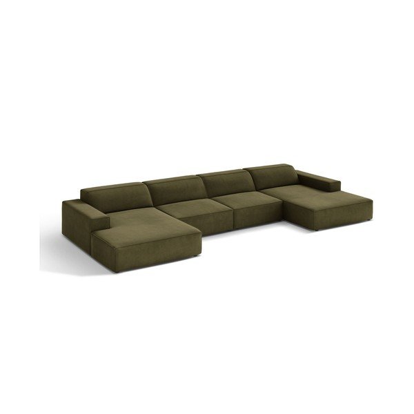 Khaki sametová modulární rohová pohovka (do "U") Jodie – Micadoni 