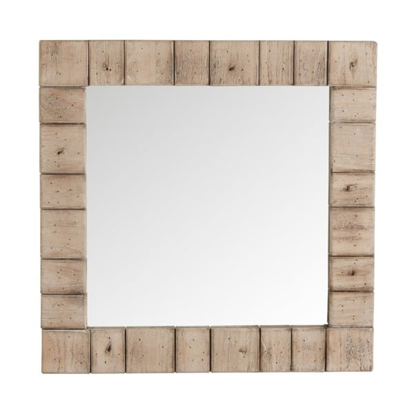 Zrcadlo s dřevěným rámem J-Line Prata, 70 x 70 cm