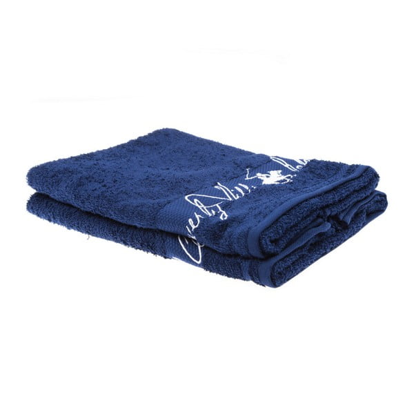 Sada 2 tmavě modrých ručníků Beverly Hills Polo Club Tommy Yazi, 50 x 100 cm