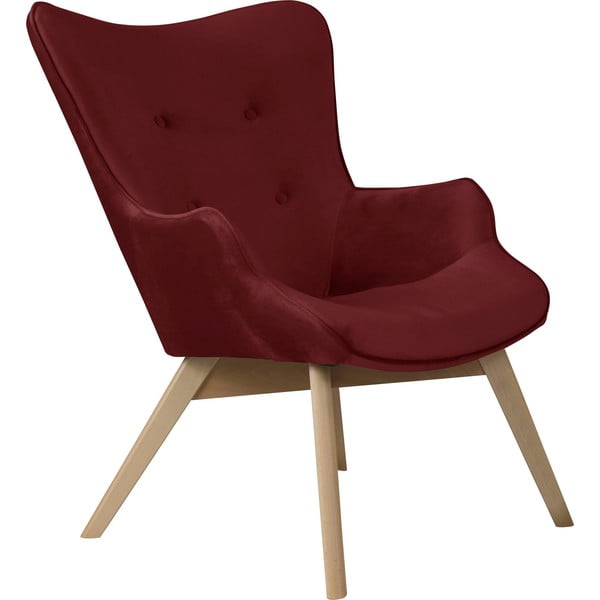 Červené sametové křeslo Niko – Ropez