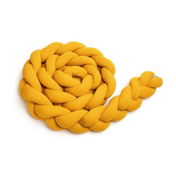 Hořčicově žlutý bavlněný pletený mantinel T-TOMI , délka 360 cm