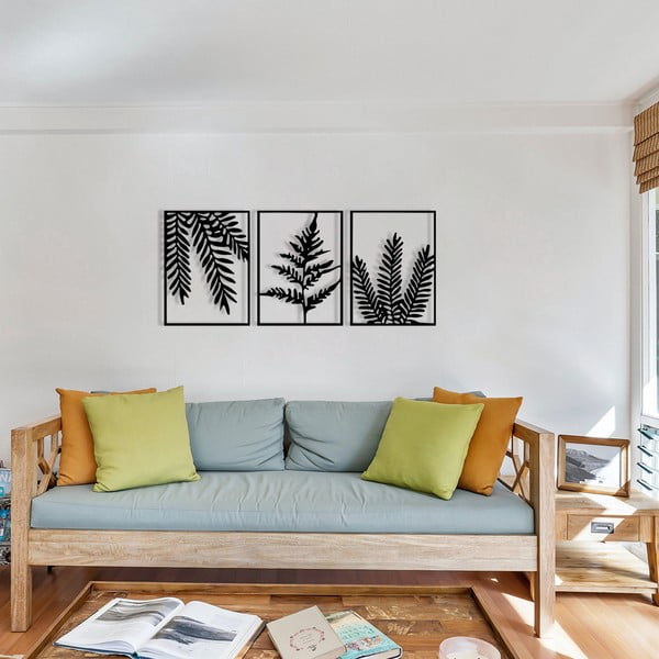 Kovové nástěnné dekorace v sadě 3 ks 118x50 cm Yakomo – Wallity-image-4