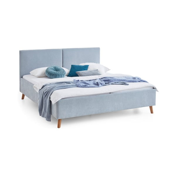 Světle modrá čalouněná dvoulůžková postel s roštem 180x200 cm Piano – Meise Möbel-image-3