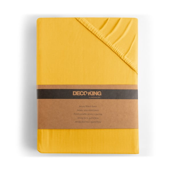 Žluté napínací prostěradlo jersey 220x200 cm Amber – Restilo-image-4