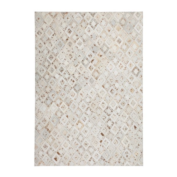 Krémový kožený koberec Dazzle, 80x150cm