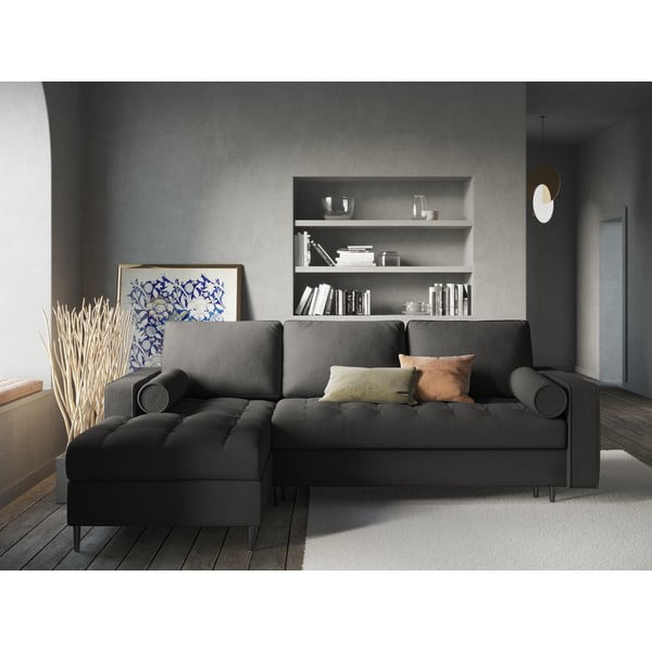 Tmavě šedá rozkládací rohová pohovka Milo Casa Santo, levý roh-image-1