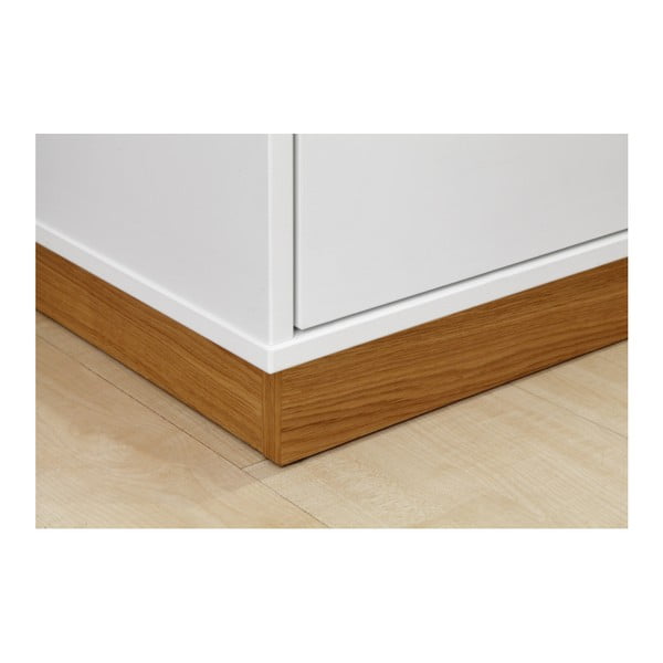 Bílá komoda se soklem a dřevěnými detaily Dřevotvar Ontur 11-image-1