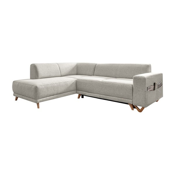 Béžová rozkládací/s úložným prostorem rohová pohovka (levý roh/do L) Classy Sophie – Miuform