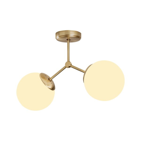 Bílé/v mosazné barvě stropní svítidlo se skleněným stínidlem 15x44 cm Damar – Opviq lights-image-2