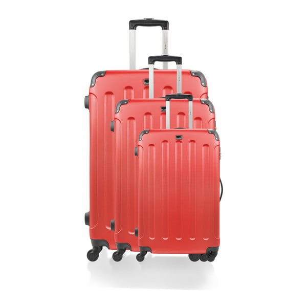 Sada 3 červených cestovních kufrů na kolečkách Bluestar Lee