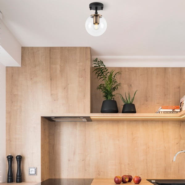 Černé stropní svítidlo se skleněným stínidlem ø 15 cm Atmaca – Opviq lights-image-3