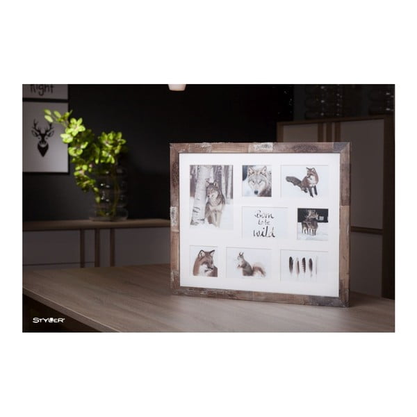 Hnědý rámeček na 8 fotgrafií Styler Bergen, 41 x 51 cm
