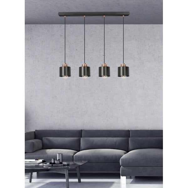 Černé kovové závěsné svítidlo 12x75 cm Olena – Candellux Lighting-image-1