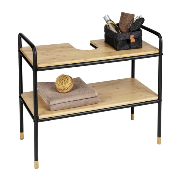 Černá/přírodní bambusová skříňka pod umyvadlo 70x60 cm Loft – Wenko-image-1