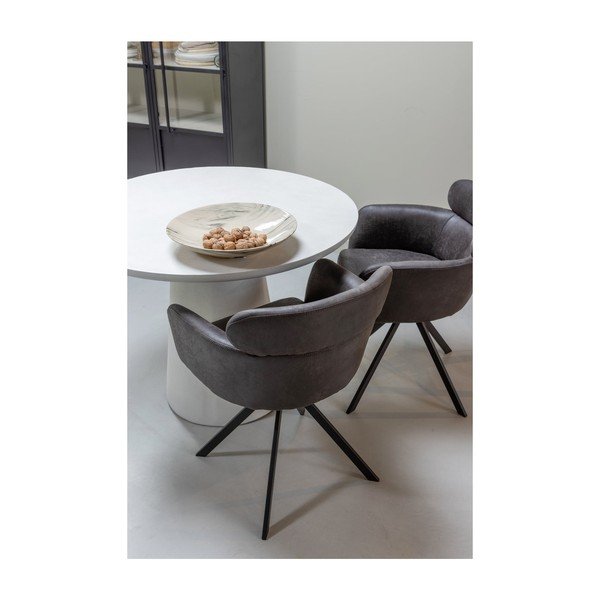 Tmavě hnědé čalouněné jídelní křeslo s područkami Fenne – WOOOD-image-1