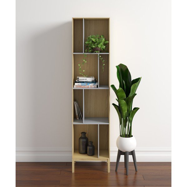 Šedá knihovna v dekoru dubu 45x185 cm AbbeyWood - Woodman-image-1