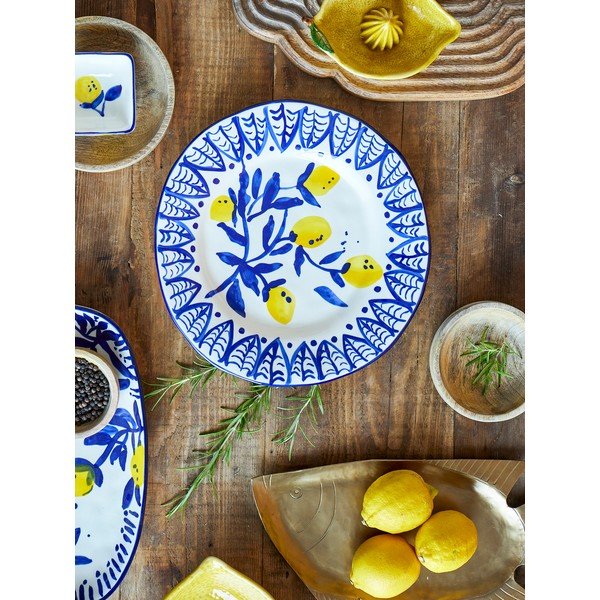 Bílý/modrý servírovací talíř z kameniny ø 27 cm Maxima – Bloomingville-image-2