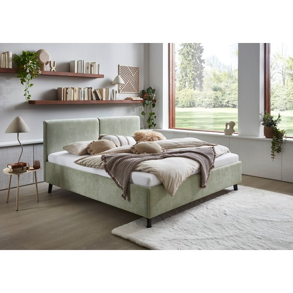 Světle zelená čalouněná dvoulůžková postel s roštem 160x200 cm Piano – Meise Möbel-image-1
