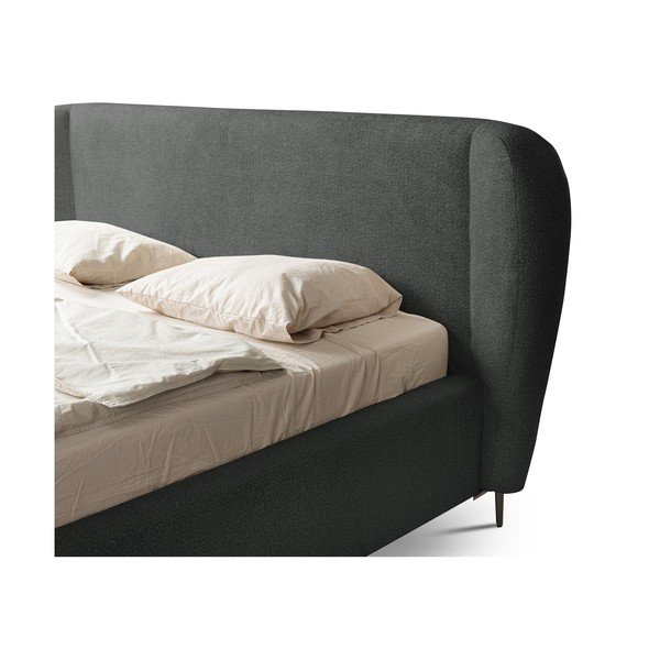 Tmavě šedá čalouněná dvoulůžková postel s roštem 180x200 cm Makana – Makamii-image-3