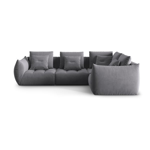 Tmavě šedá rohová pohovka z textilie bouclé (pravý roh/do L) Bloom – Micadoni Home