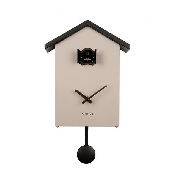 Černo-béžové kyvadlové hodiny Karlsson Cuckoo, 25 x 20 cm