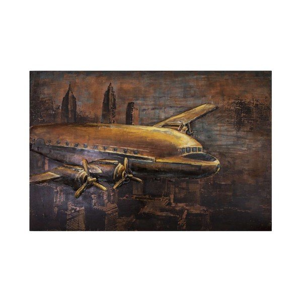 Dekorativní kovová cedule Antic Line Avion New York, 120 x 80 cm