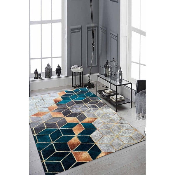 Tyrkysový koberec Rizzoli Optic, 160 x 230 cm-image-1