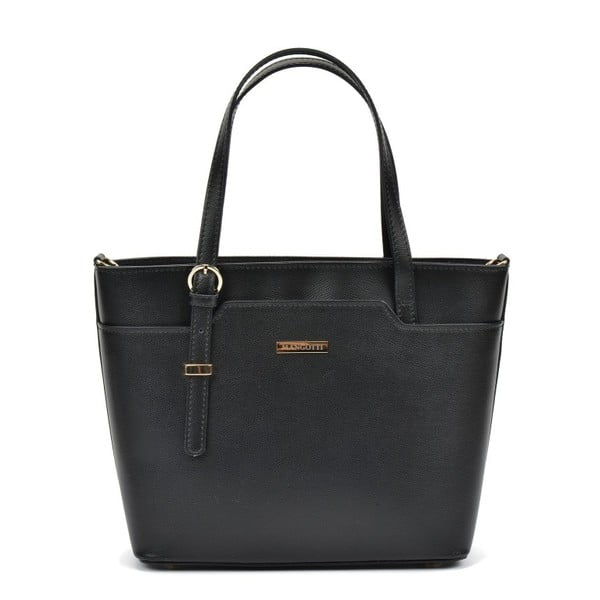 Černá kožená kabelka Mangotti Bags Avril