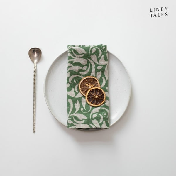Lněný ubrousek 40x40 cm Evergreen Damask – Linen Tales-image-2
