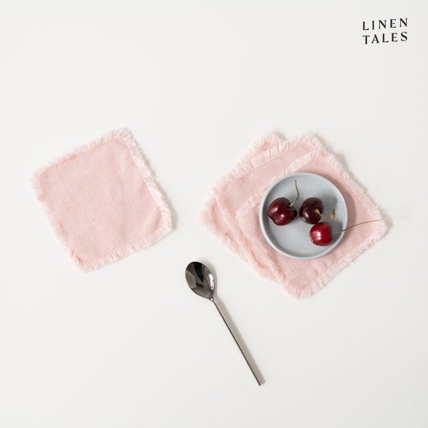 Světle růžové látkové podtácky v sadě 4 ks – Linen Tales-image-2
