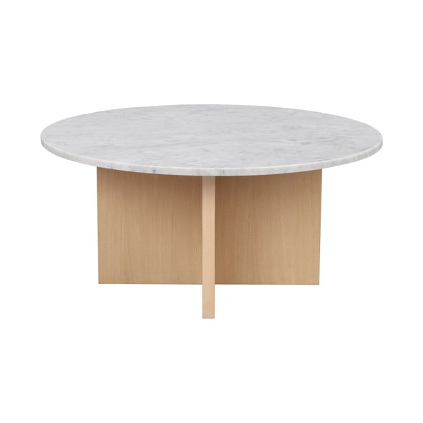 Bílý mramorový kulatý konferenční stolek 90x90 cm Brooksville - Rowico-image-3