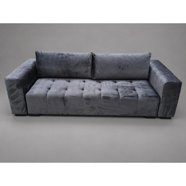 Tmavě šedá sametová rozkládací/s úložným prostorem pohovka 250 cm Luca - II. jakost – Milo Casa-image-2