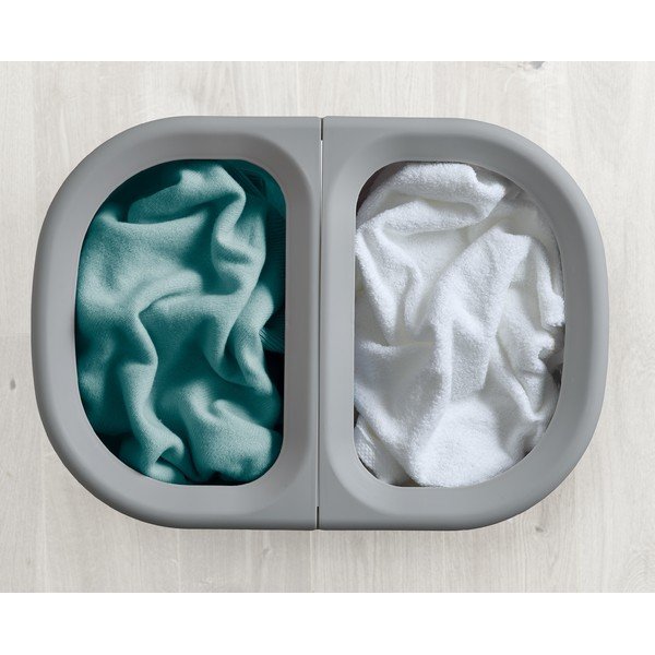 Světle šedý látkový koš na prádlo 2x40 l Duo – Joseph Joseph-image-2