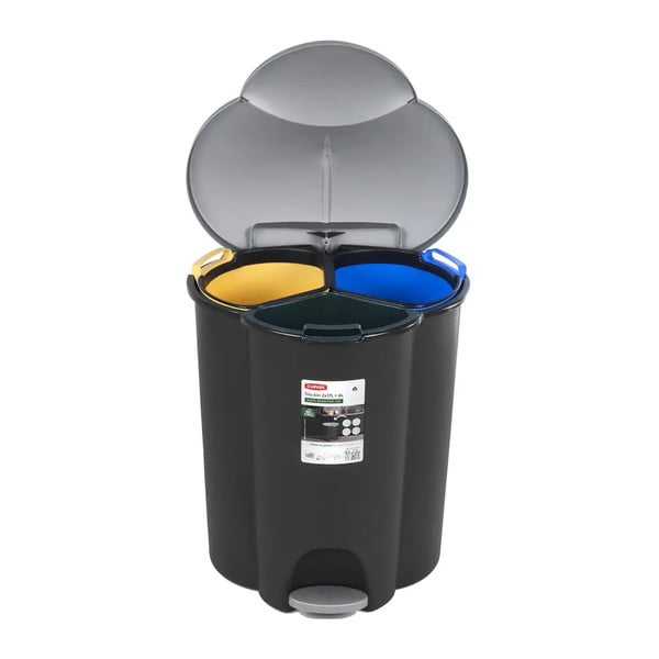 Plastový odpadkový koš na tříděný odpad/pedálový 17+17+6 l Trio - Curver-image-2
